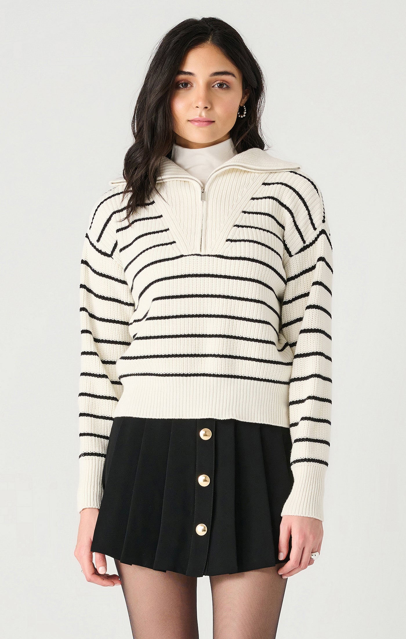 Half Zip Stripe Sweater