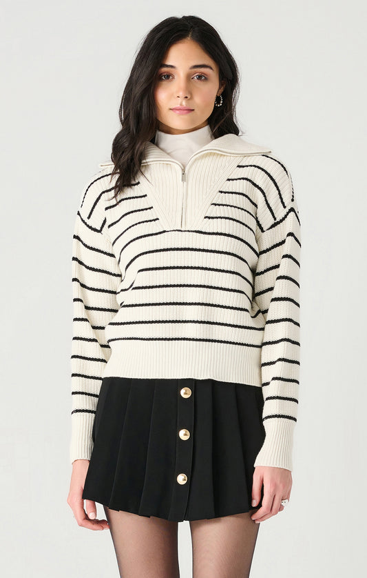 Half Zip Stripe Sweater