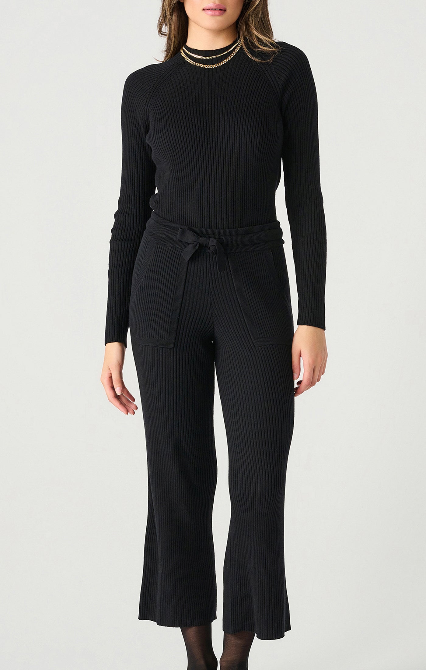 Black Ribbed Sweater Pant