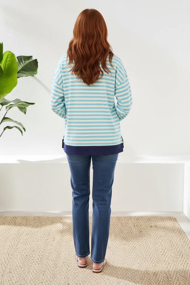 Tribal Aqua Stripe Sweatshirt