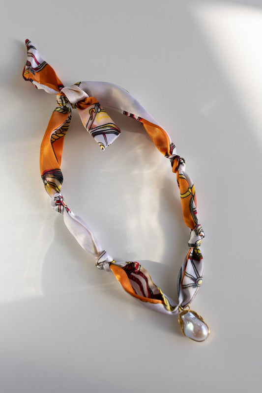 Mother of Pearl Scarf Necklace
