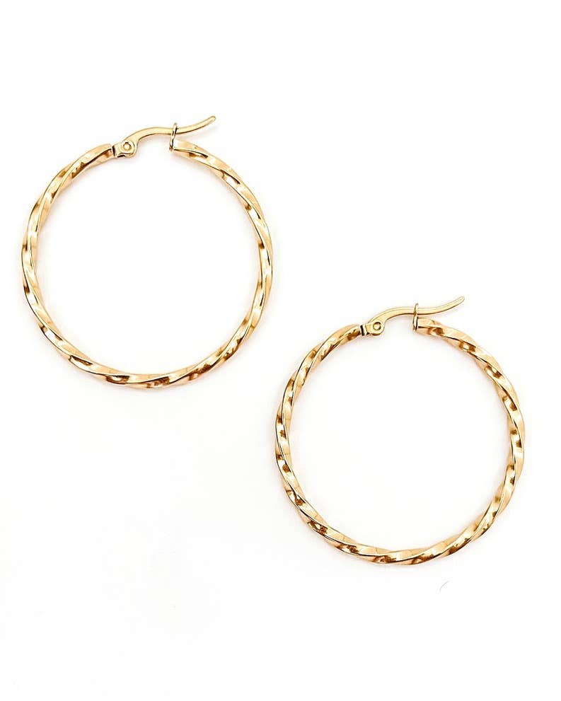 Edgar Gold Twisted Hoop Earrings