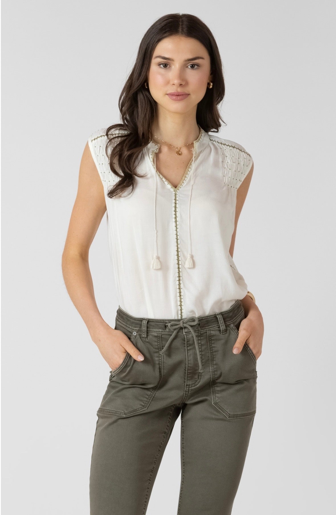 DEX Beaded Trim Blouse