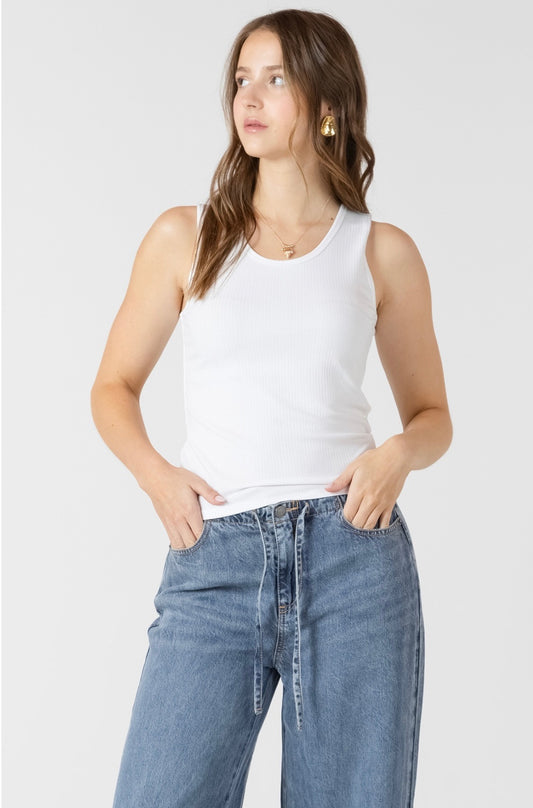 Dex White Ribbed Tank