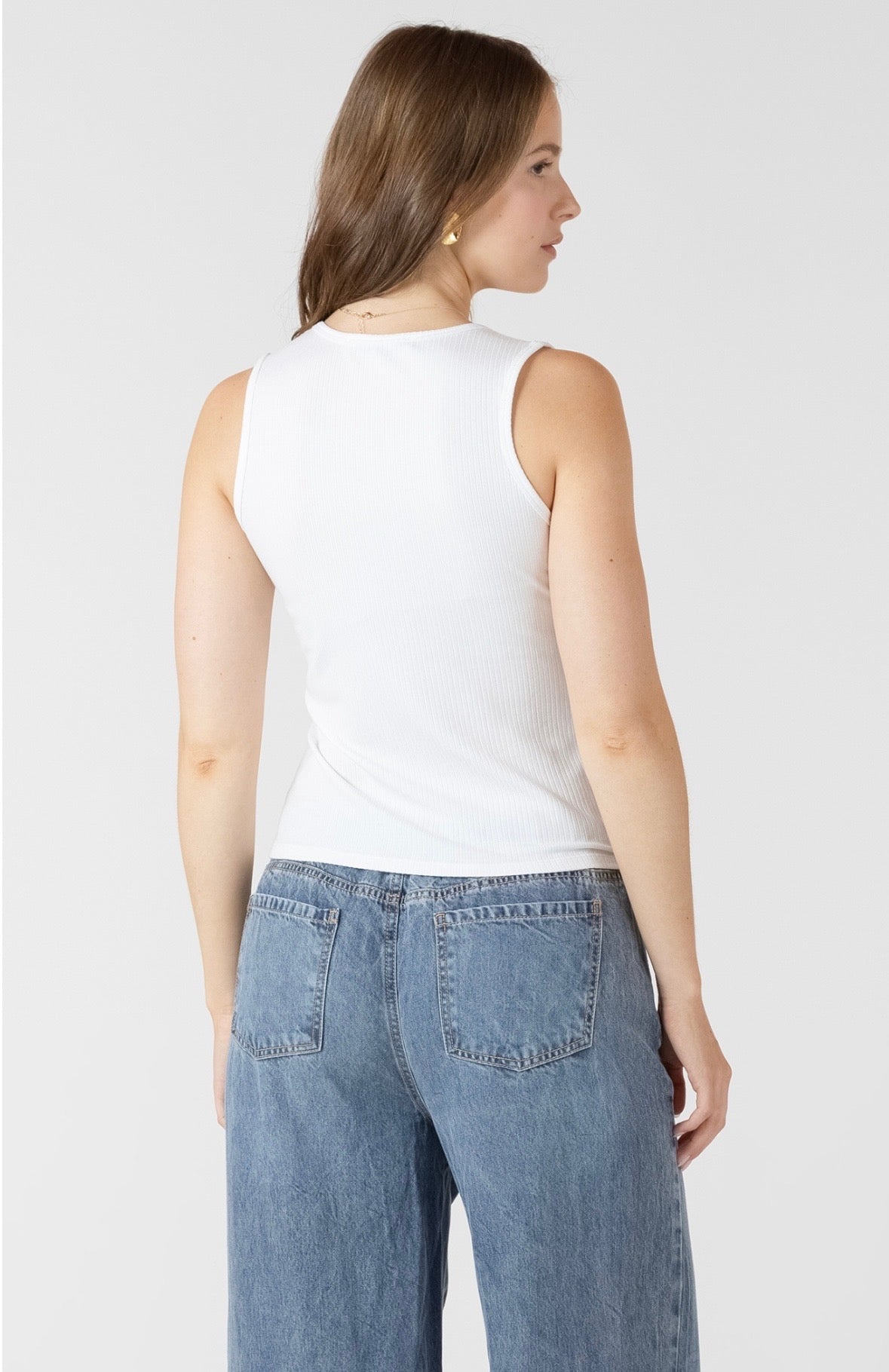 Dex White Ribbed Tank