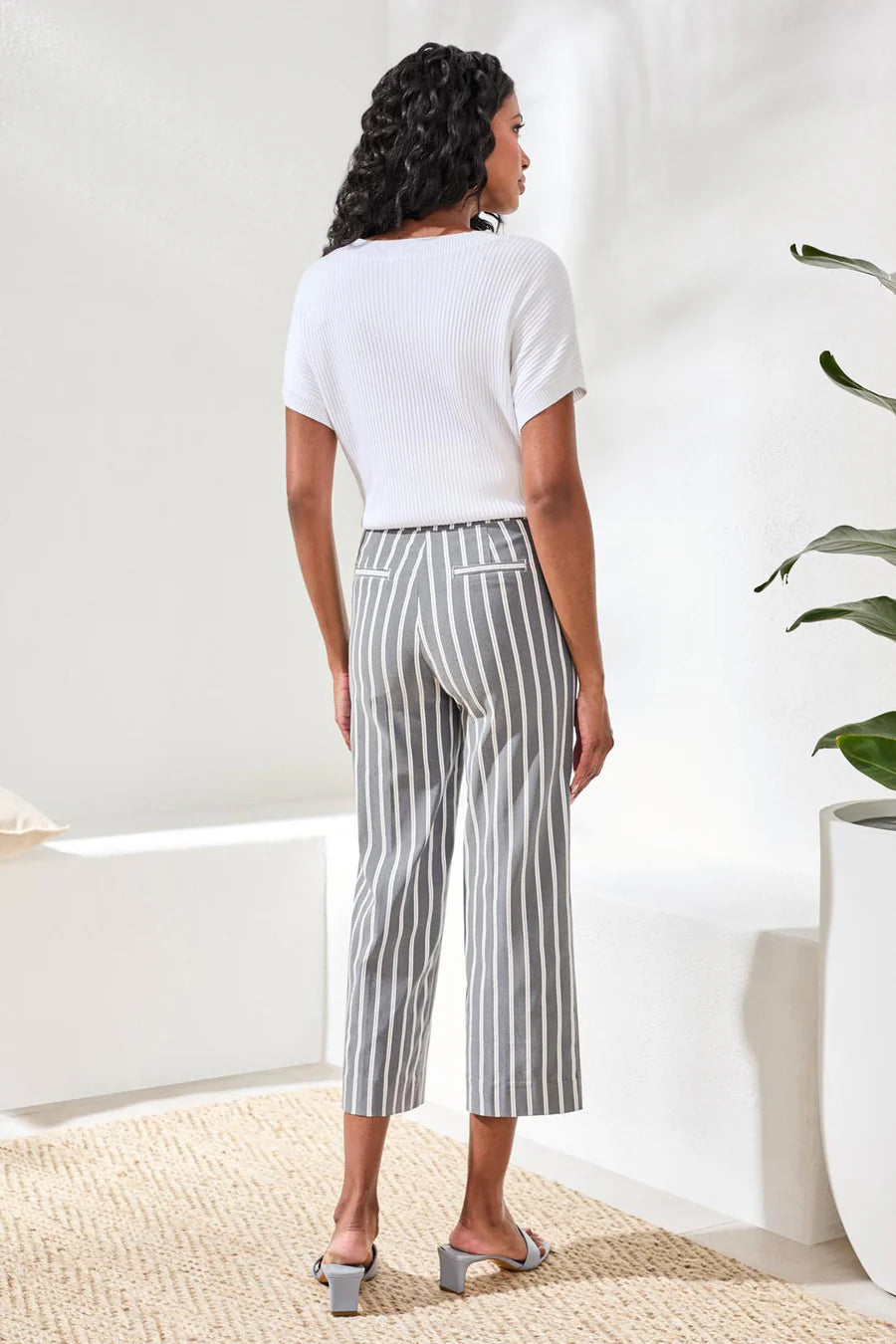 Tribal Grey Stripe Crop Pant