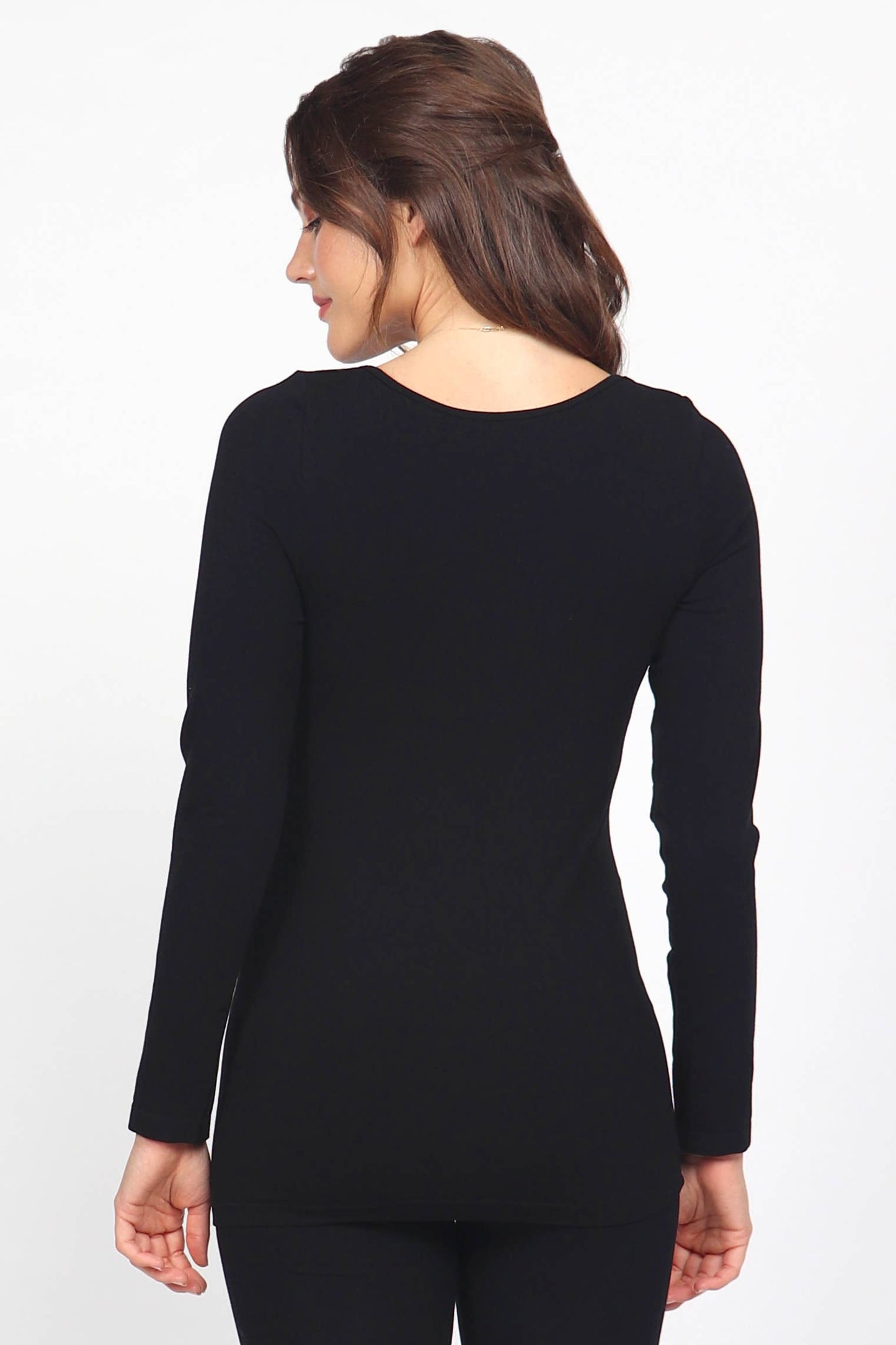 Viscose Seamless Long-Sleeve Round Neck Bodycon Top