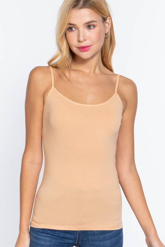 Spaghetti Straps Cropped Cami OATMEAL