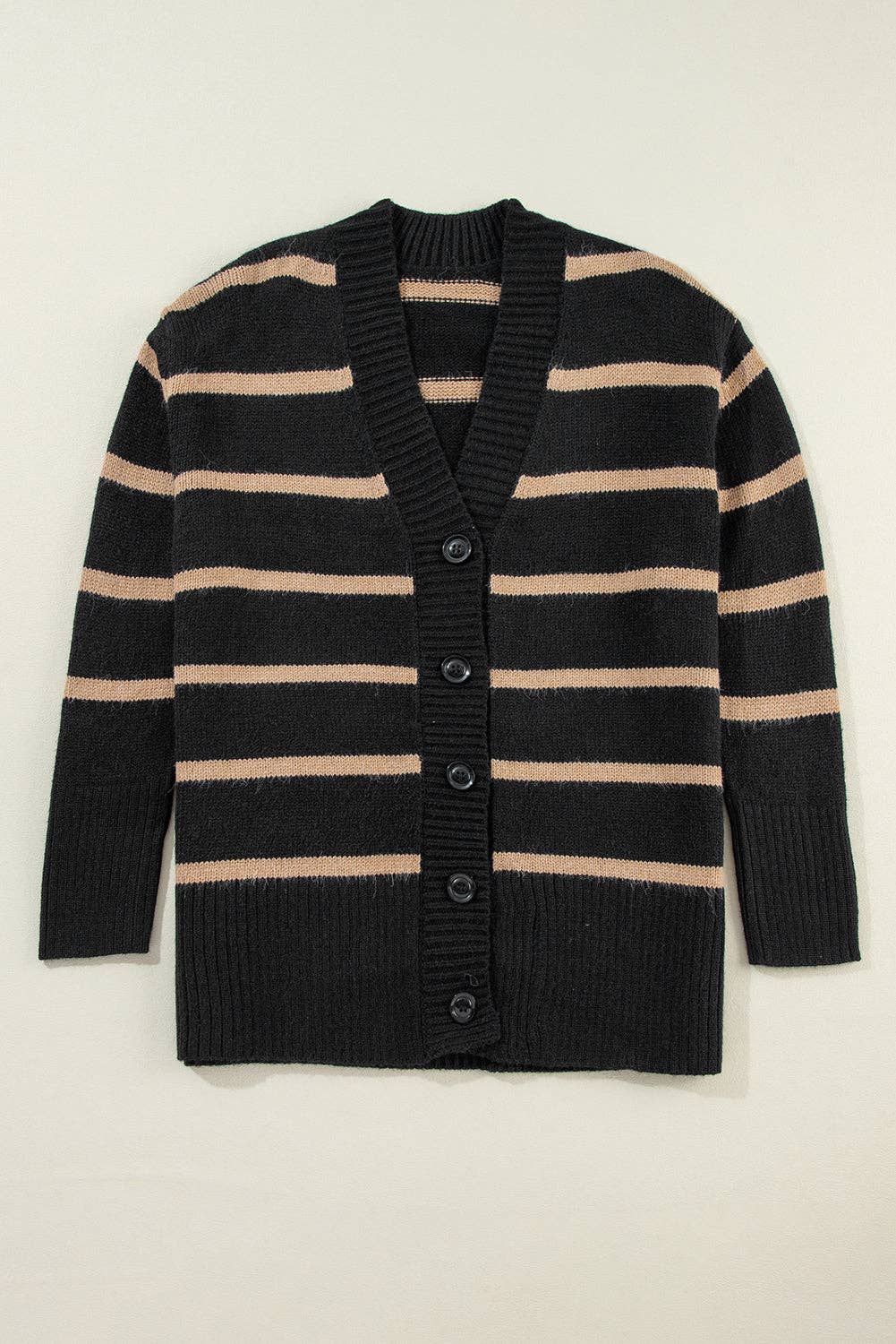 Black Stripe Relaxed Cardigan