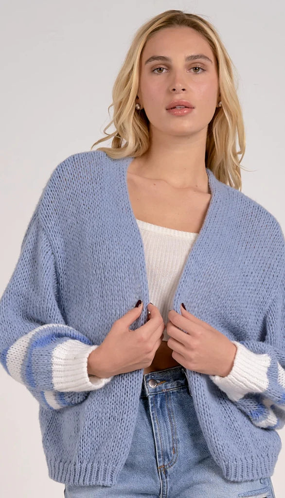 Elan Blue Oversized Cardigan