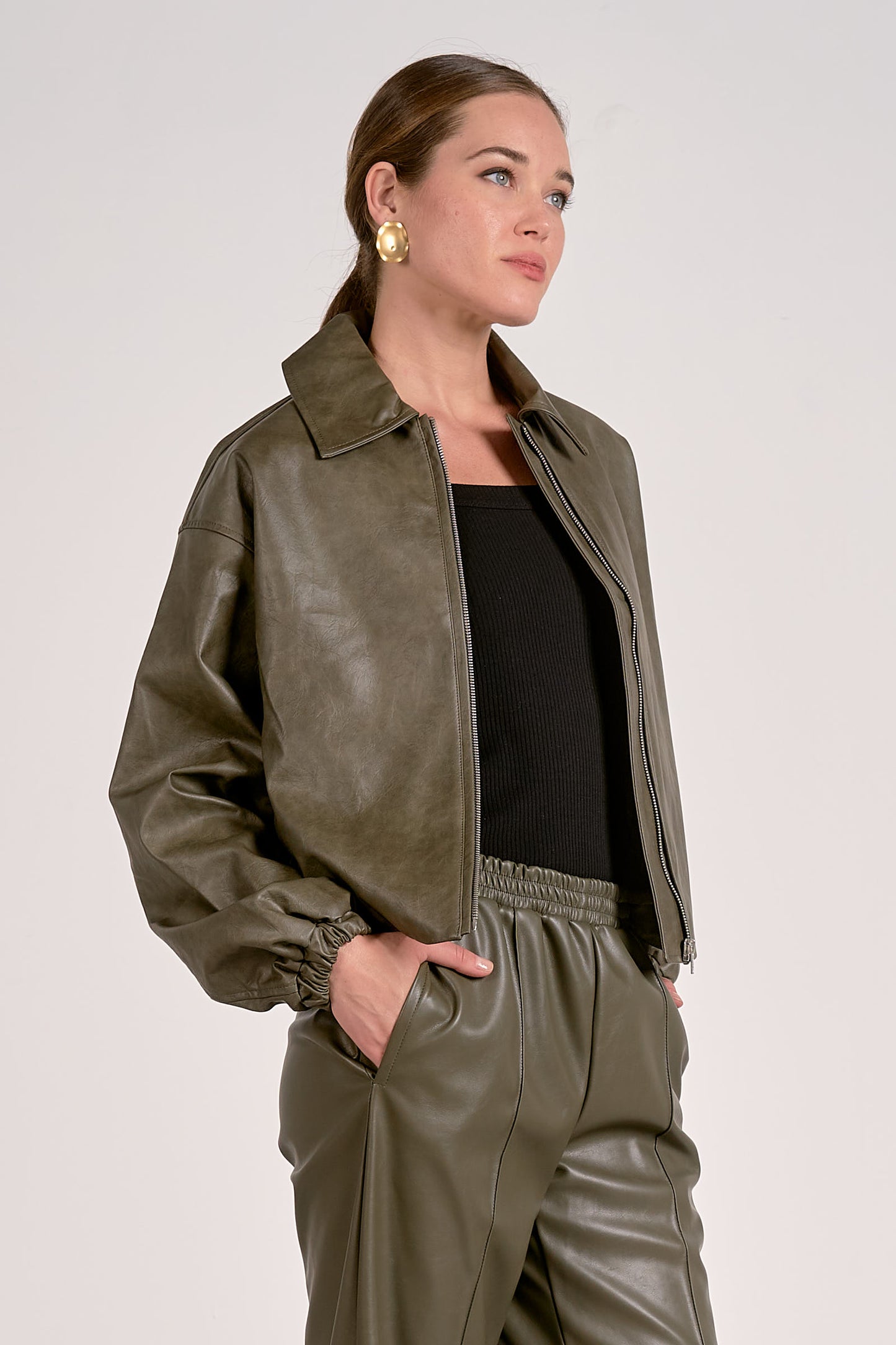 Elan Olive Bomber Jacket