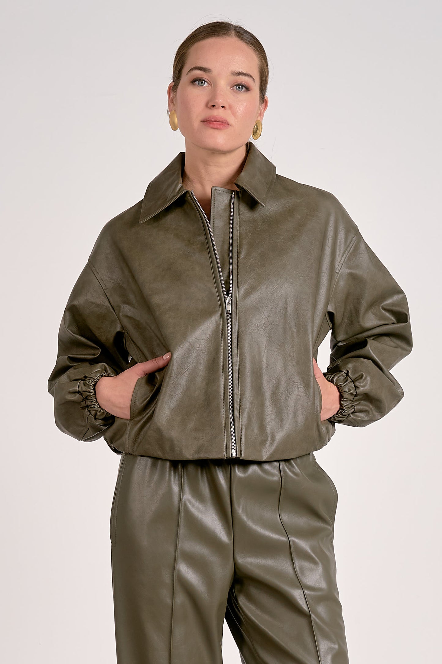 Elan Olive Bomber Jacket