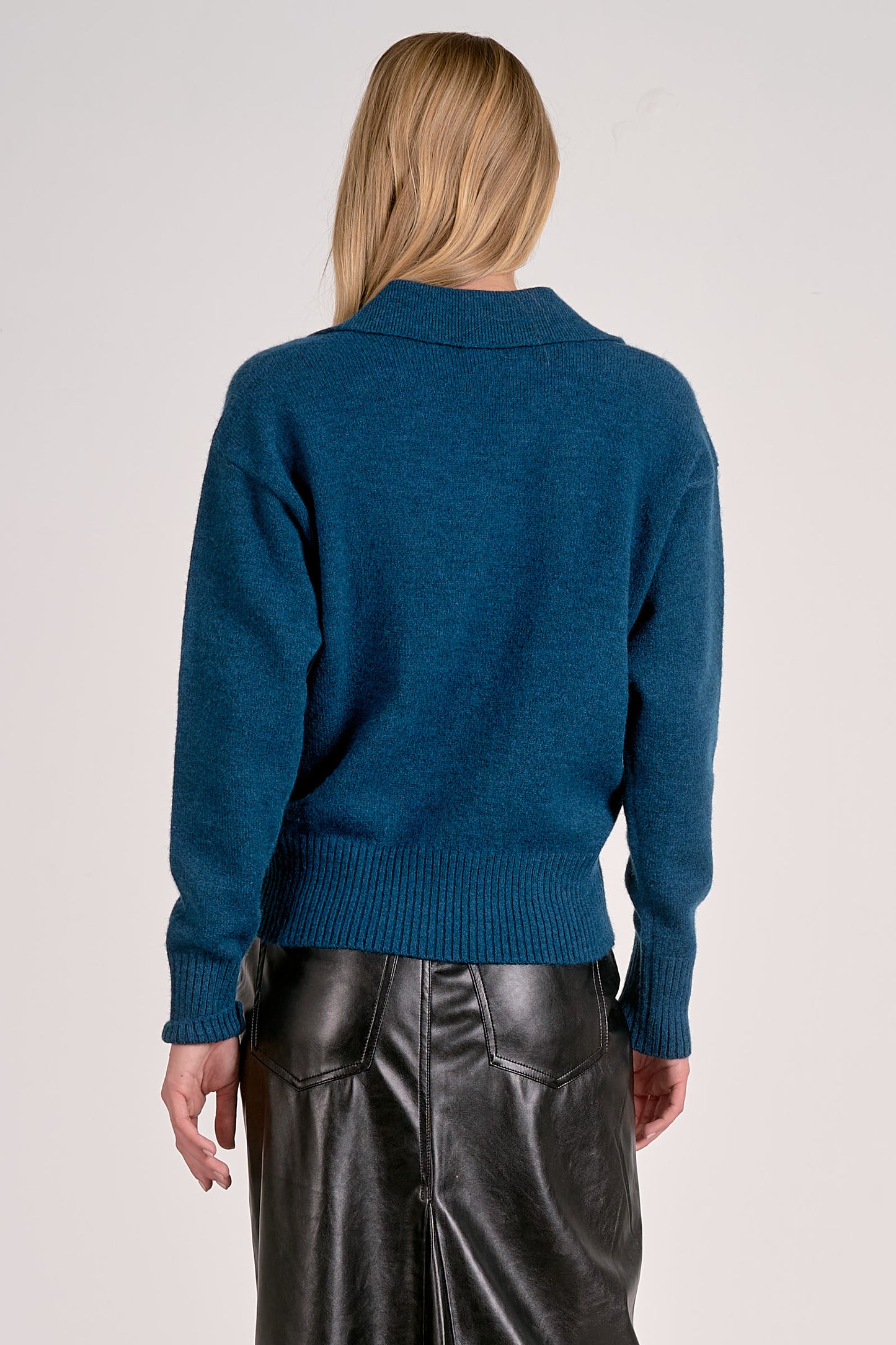 Elan Teal Collar Sweater
