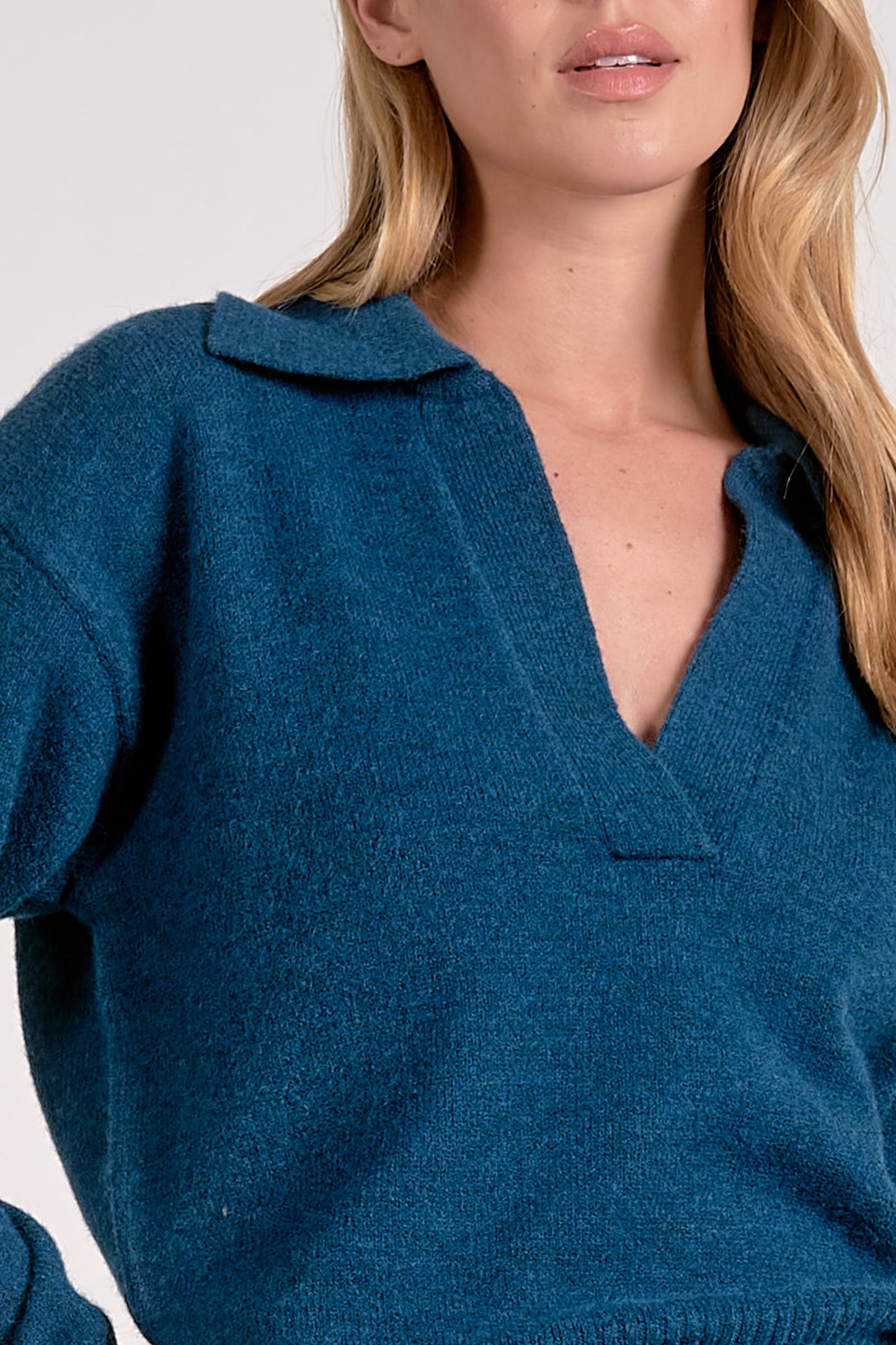 Elan Teal Collar Sweater