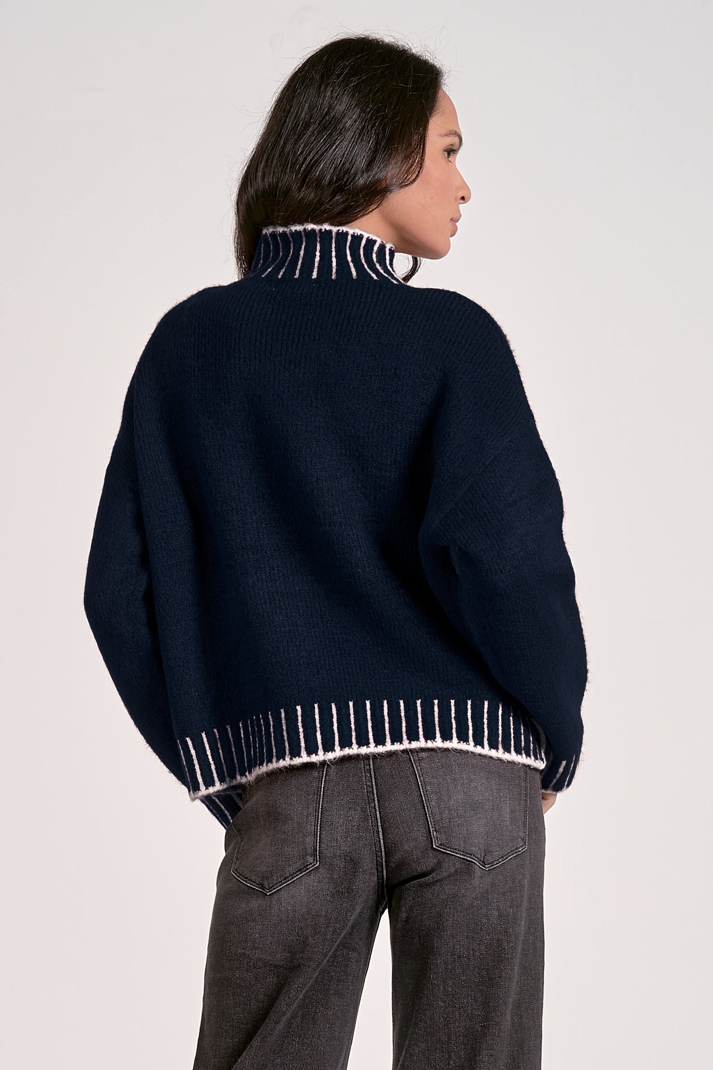 Elan Black Stitching Sweater