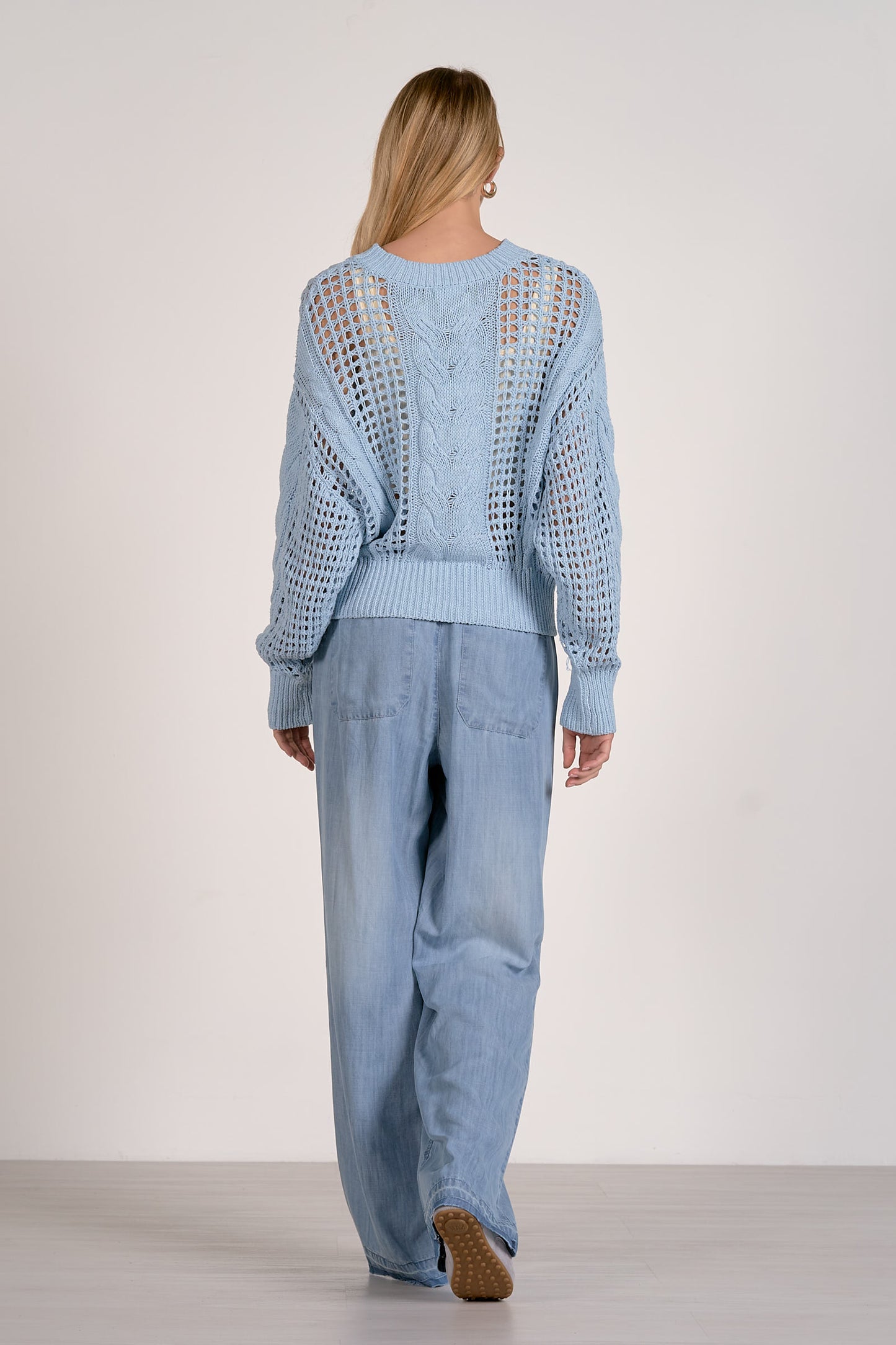 Elan Light Blue Open Knit Sweater