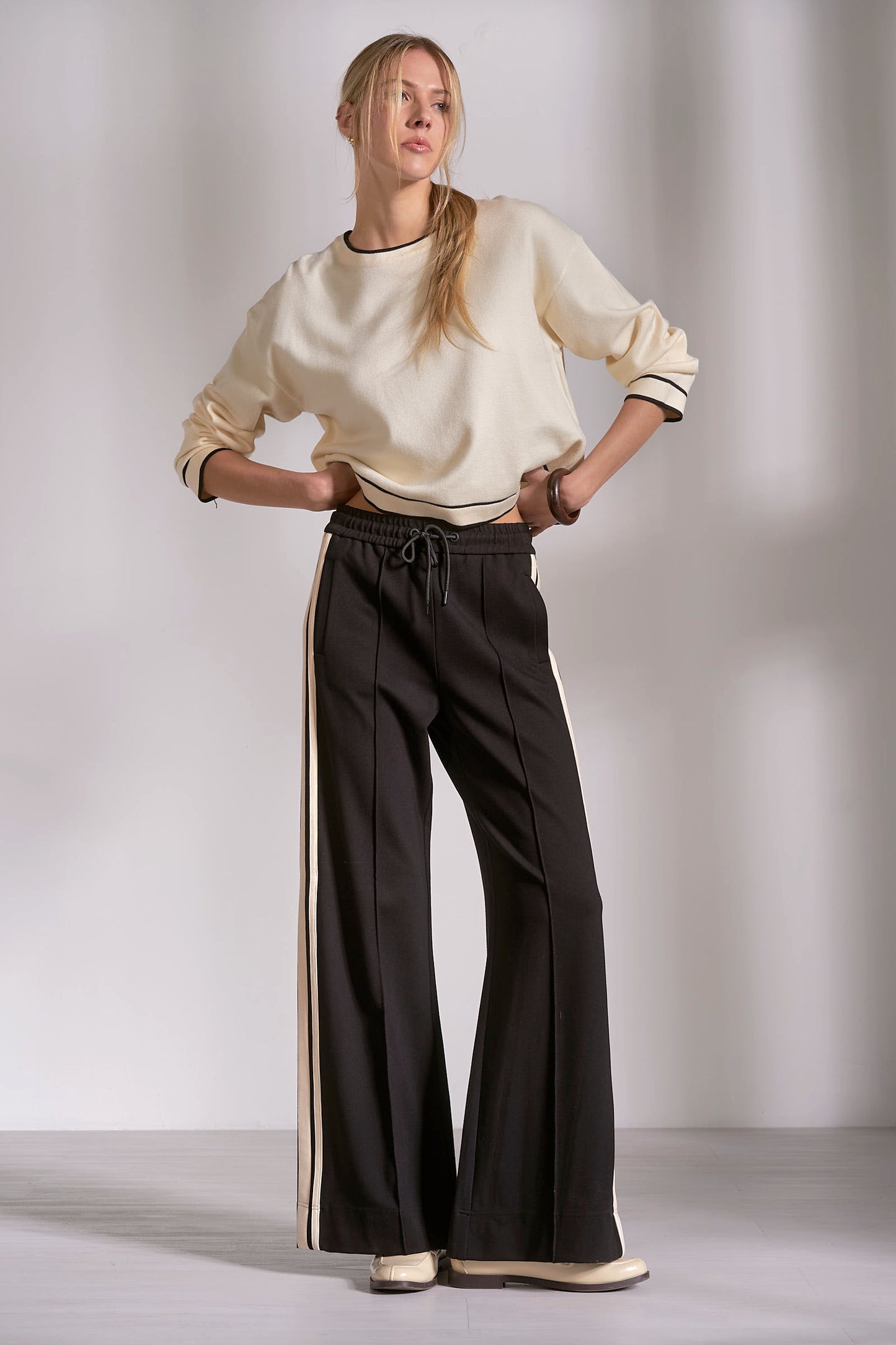 Elan Crew Neck Contrast Sweater
