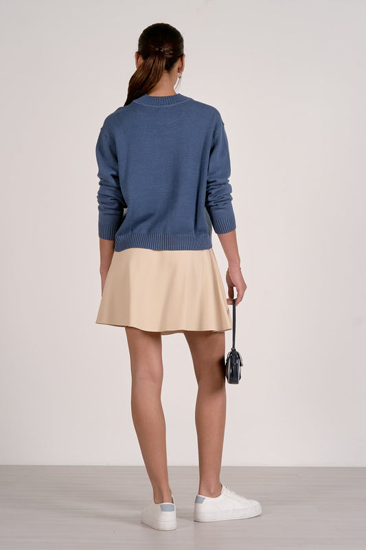 Elan Blue Colorblock Sweater