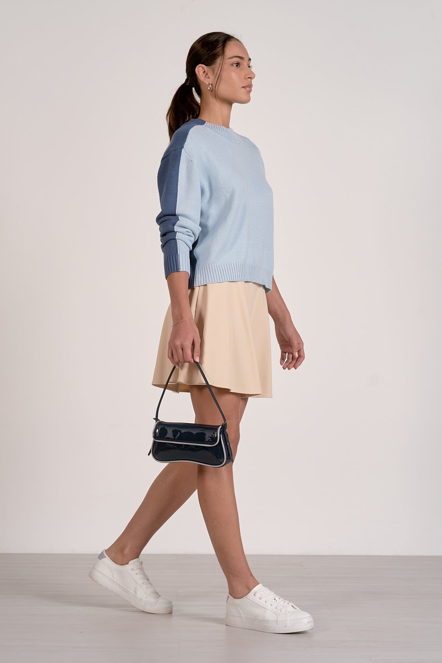 Elan Blue Colorblock Sweater