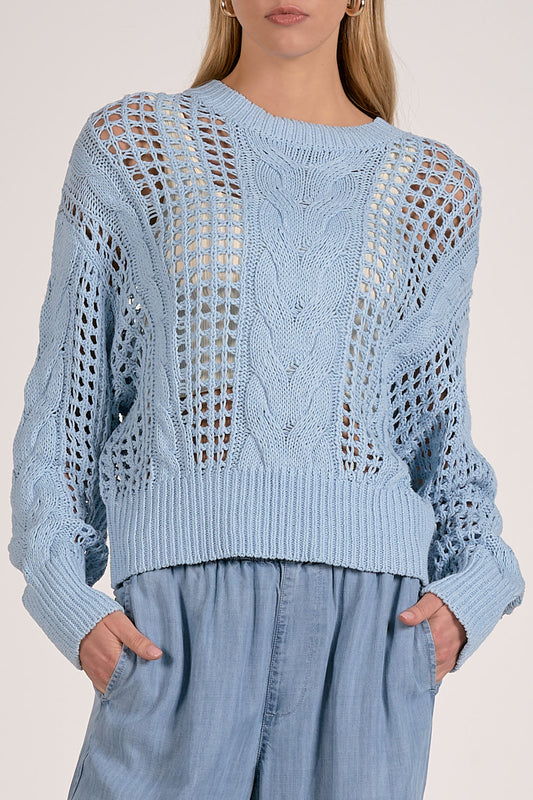 Elan Light Blue Open Knit Sweater