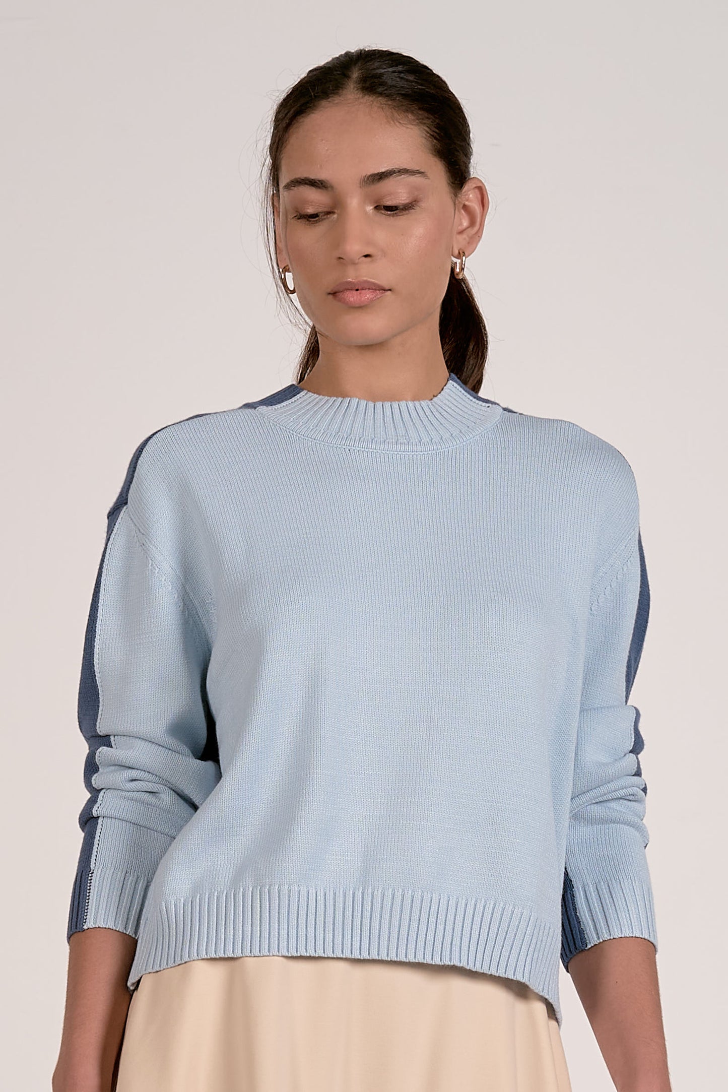 Elan Blue Colorblock Sweater