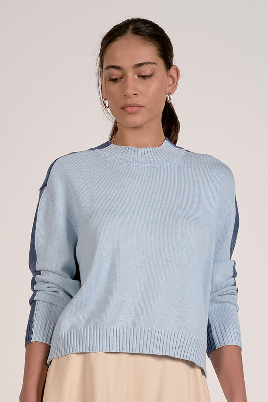 Elan Blue Colorblock Sweater