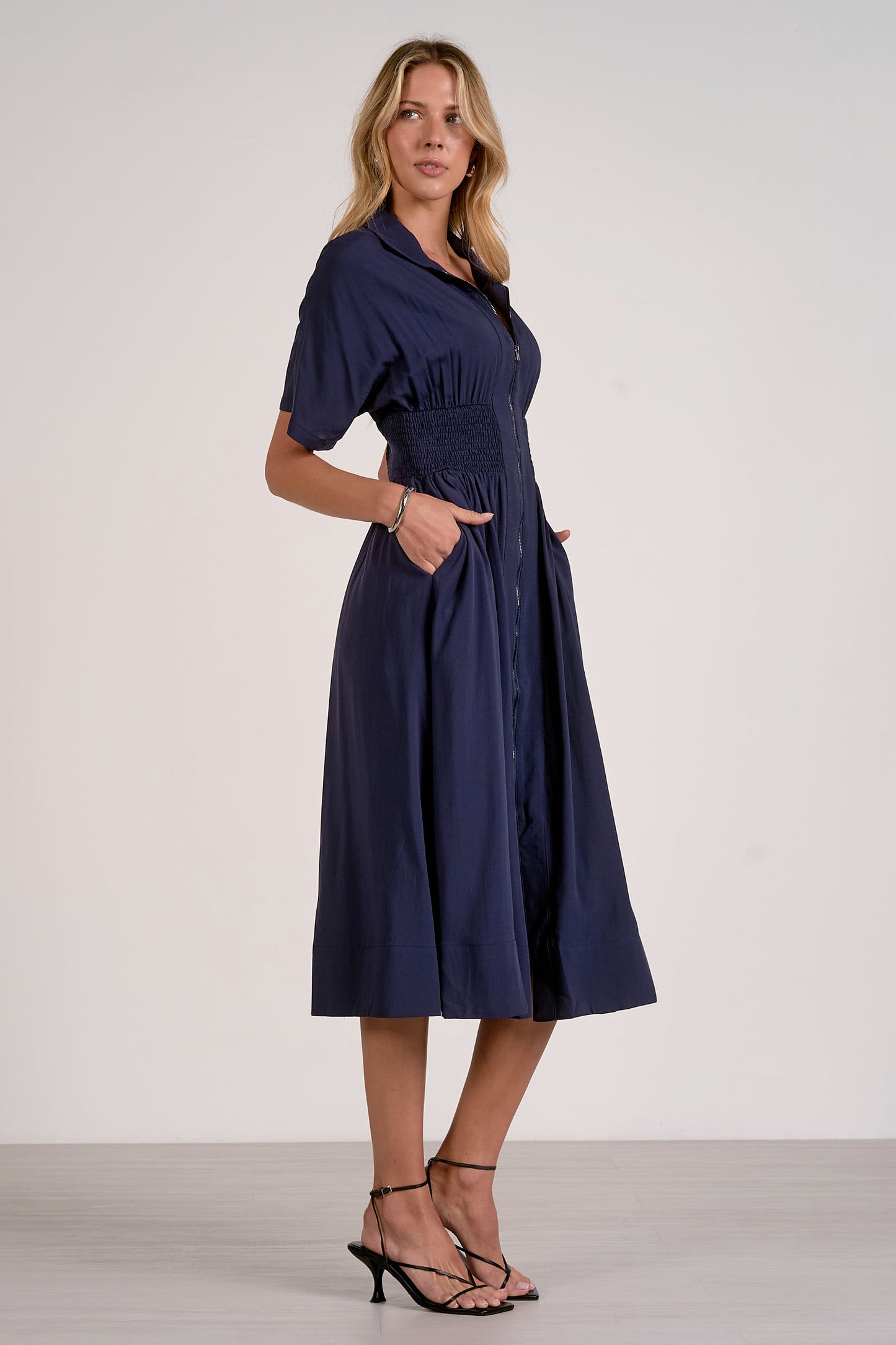 Elan Navy Midi Dress