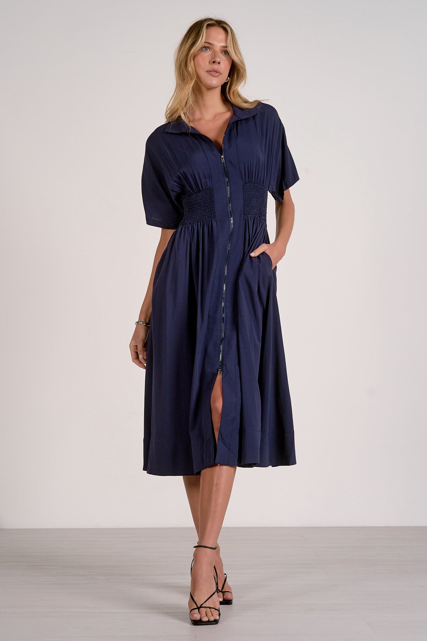 Elan Navy Midi Dress