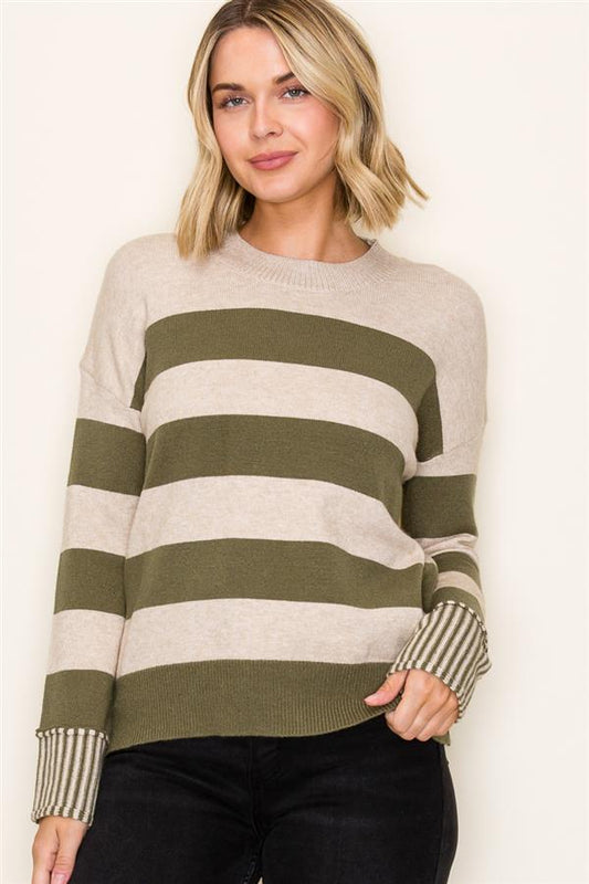 Olive Stripe Sweater