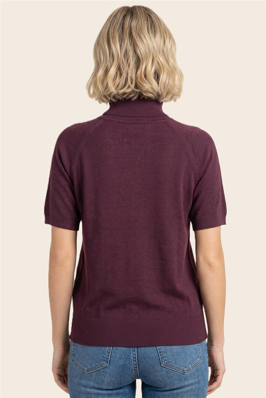Plum Short Sleeve Turtleneck
