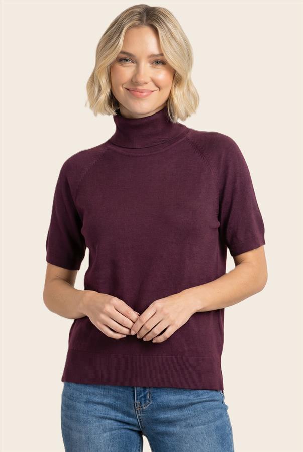 Plum Short Sleeve Turtleneck