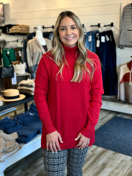 Tribal Cowl Neck Sweater Red