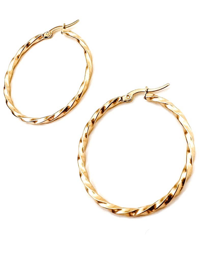 Edgar Gold Twisted Hoop Earrings