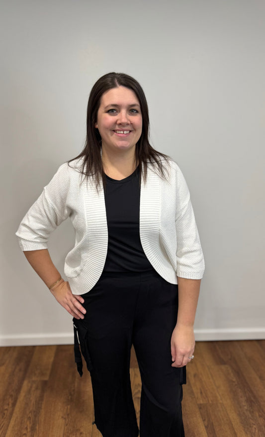 Tribal White Cocoon Cardigan