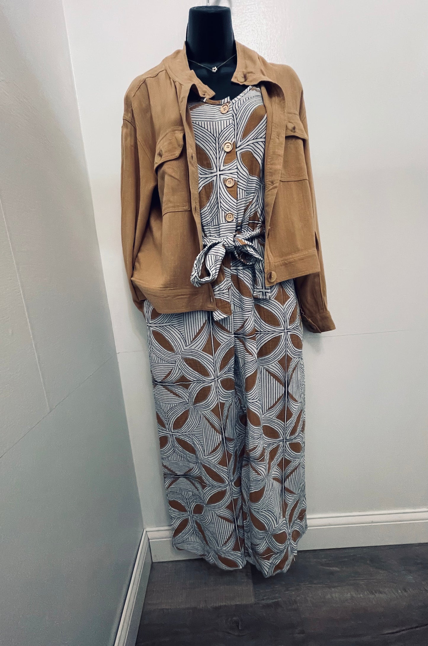 Tribal Button Front Jump Suit