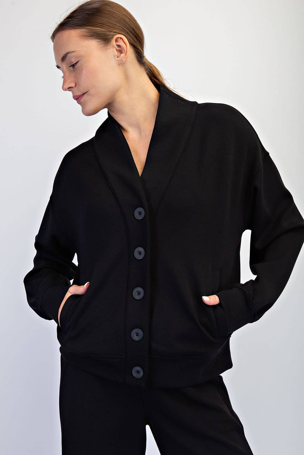 Black Scuba Cardigan