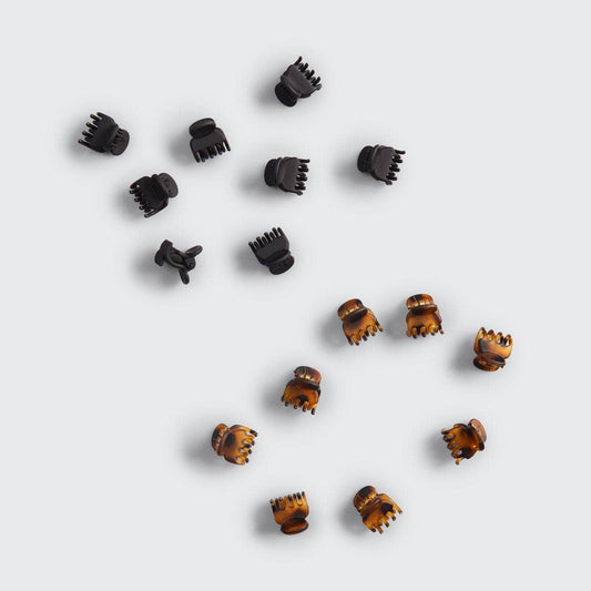 Recycled Plastic Micro Classic Claw Clips 16pcSet-Blk & Tort