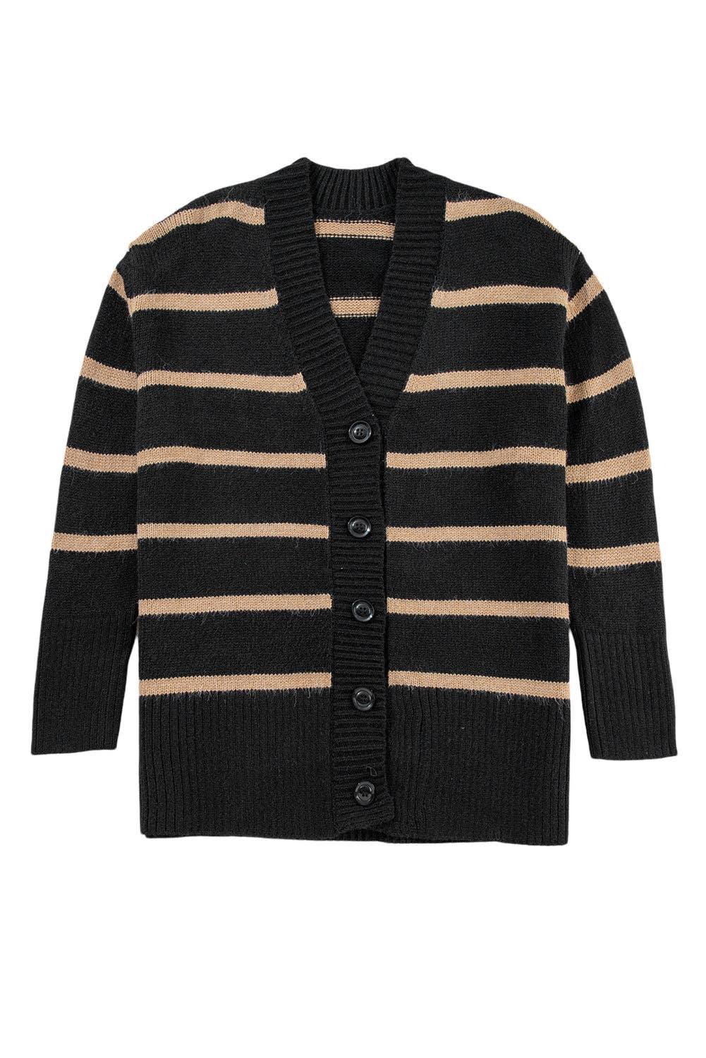 Black Stripe Relaxed Cardigan