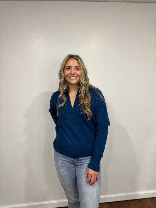 Elan Teal Collar Sweater