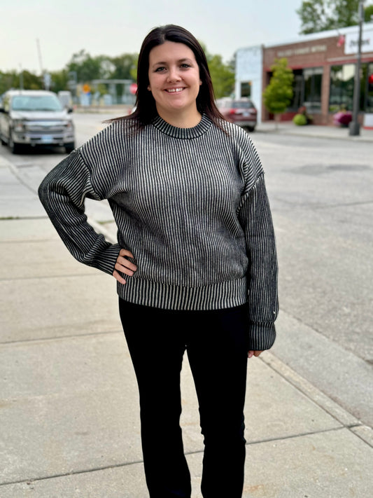 Black White Ribbed Sweater