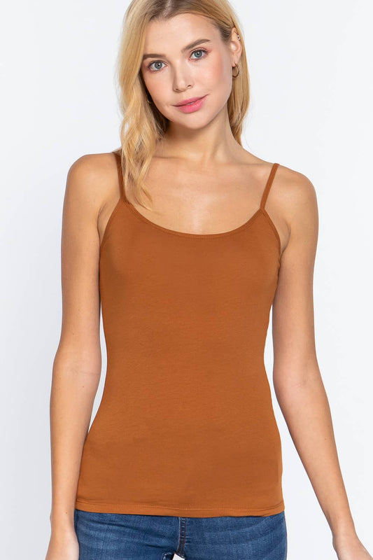 Spaghetti Straps Cropped Cami BLACK