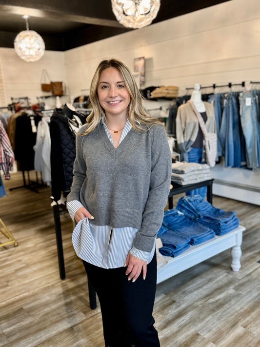 Grey Sweater Shirt Combo