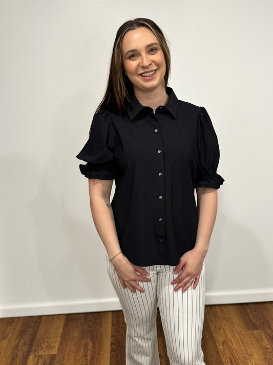 Liverpool Black Puff Sleeve Blouse