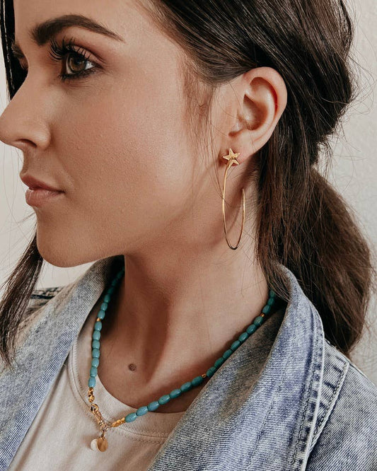 Efrin Star Stud Thin Hoops