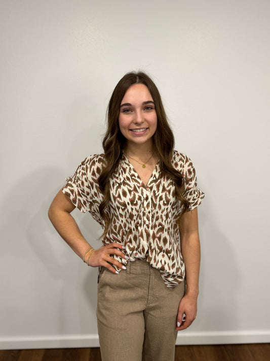 Elan Casablaca Print Blouse