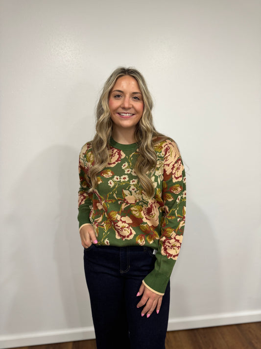 Liverpool Green Floral Sweater