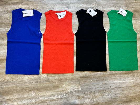 Ribbed Crew Sleeveless Tank