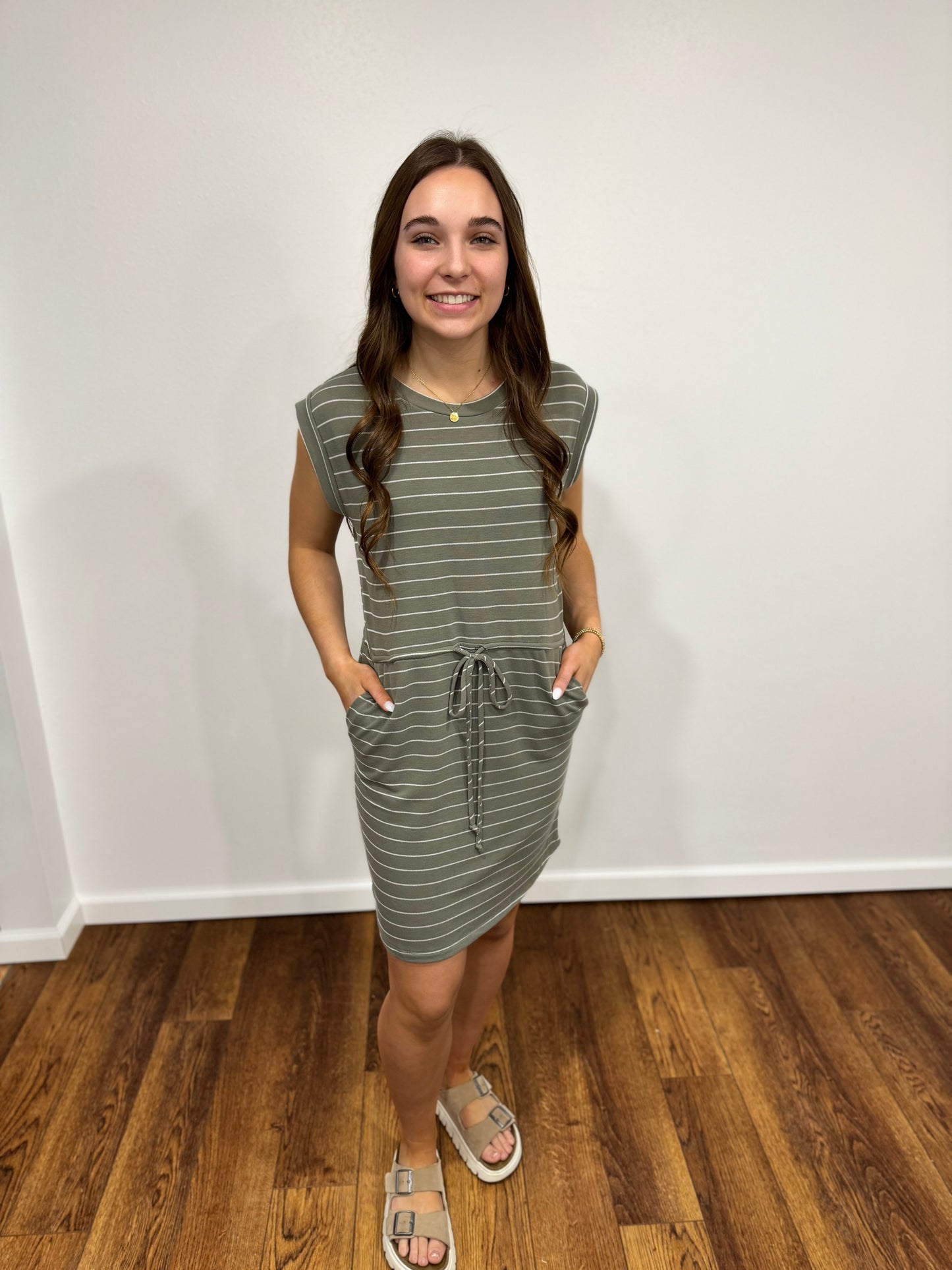 Olive Stripe Dress