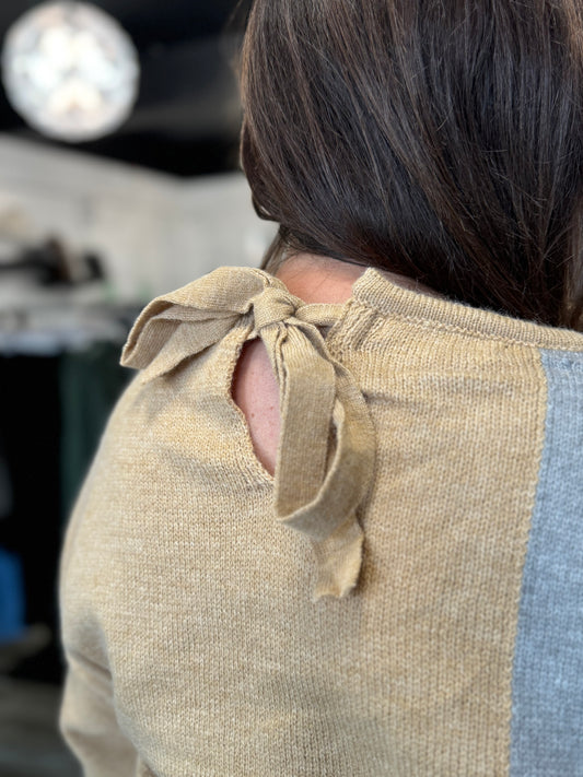 Taupe Color Block Sweater