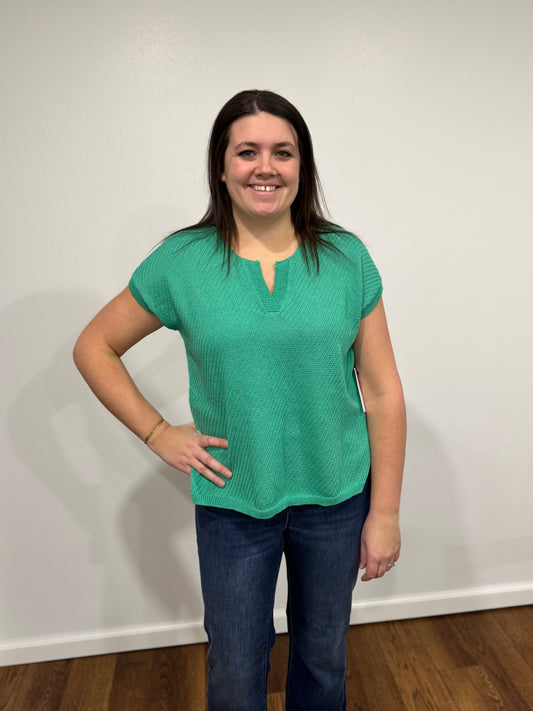 Tribal Green Split Sweater